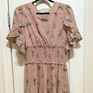 Max Studio Pink Ruffled Maxi Dress